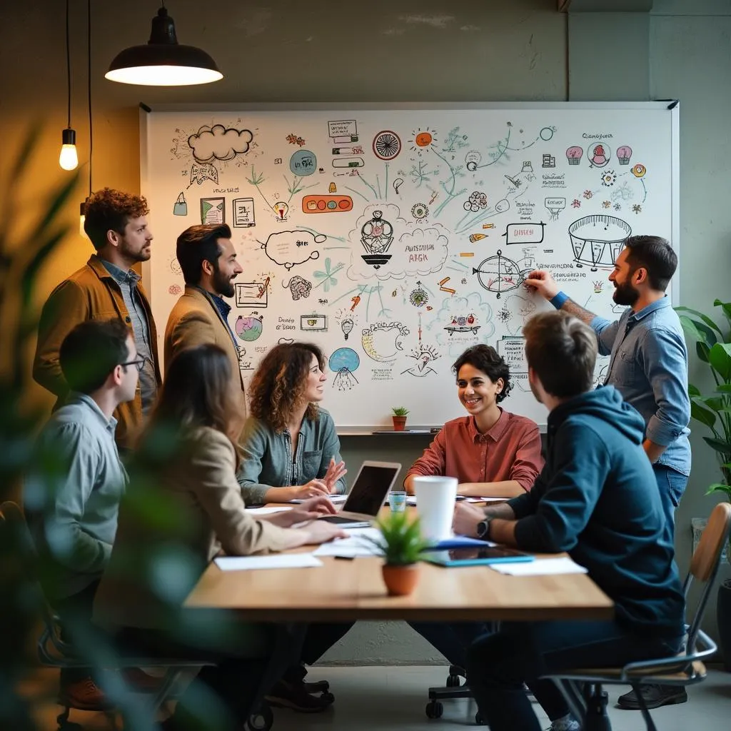 Equipo colaborando en una startup